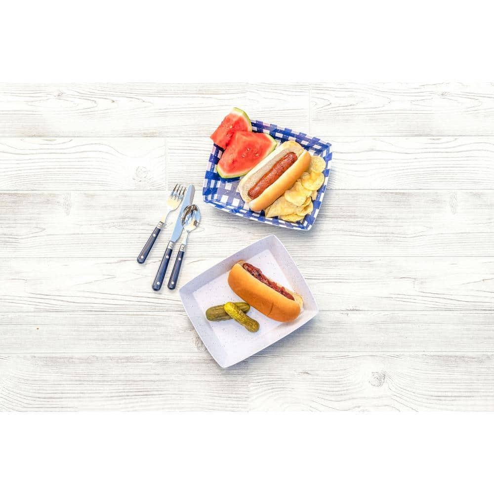 TarHong 8.7 in. L x 2 in. W Homemade Navy Gingham Set of 4-Melamine Burger Trays PPF0087FTNG