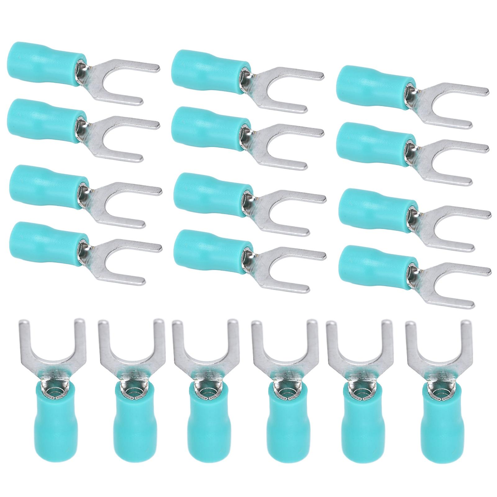 100pcs Insulated Fork Spade Wire Connector Copper Pvc U Type Electrical Crimp Terminal Awg 2216