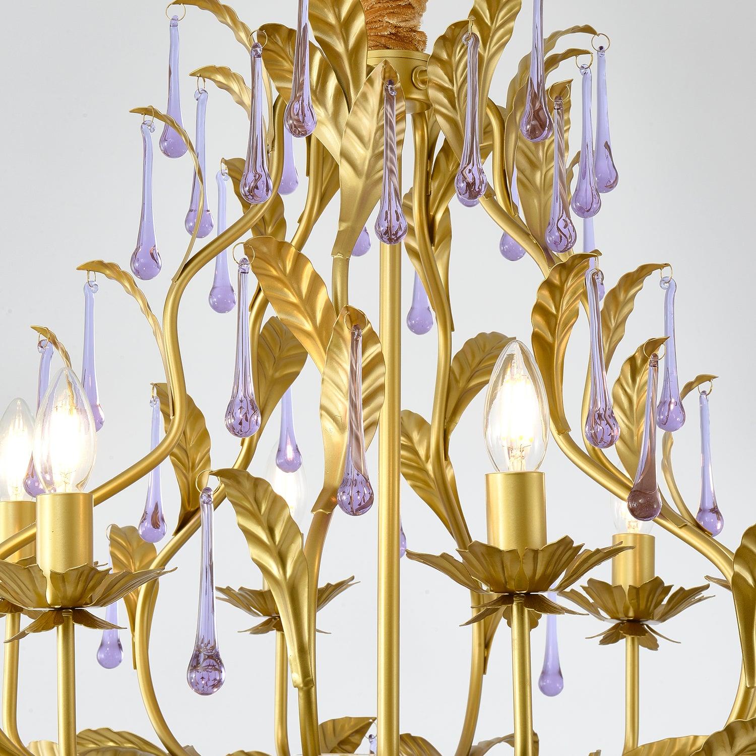 Amethyst Drops Glass Chandelier