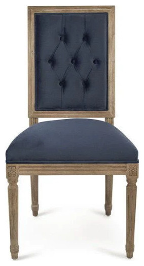 Domani Velvet Louis Side Chair  Blue   French Country   Dining Chairs   by Rustic Home Furniture Deco  Houzz