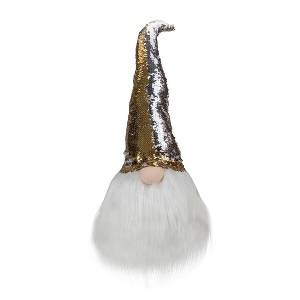 25Inch Gold Silver and White Weighted Christmas Gnome Decoration