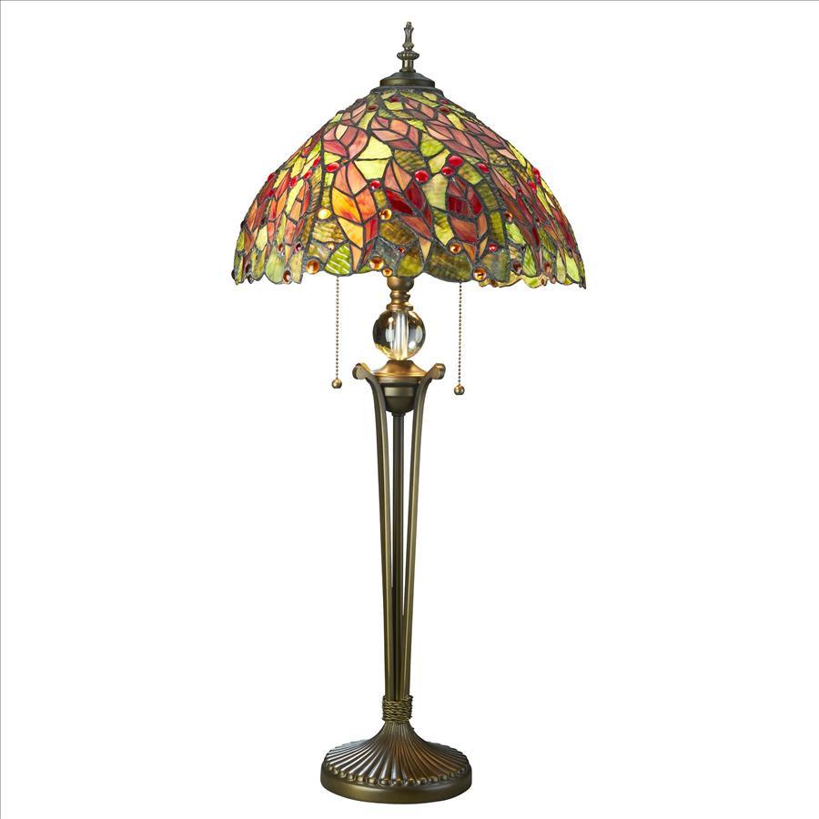 Croton Leaves Stained Glass Table Lamp