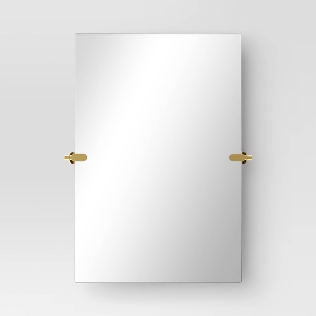 X Frameless Rectangular Pivot Mirror Brass