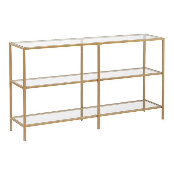 3-tier Multifunctional Tempered Glass Console Table with Metal Frame