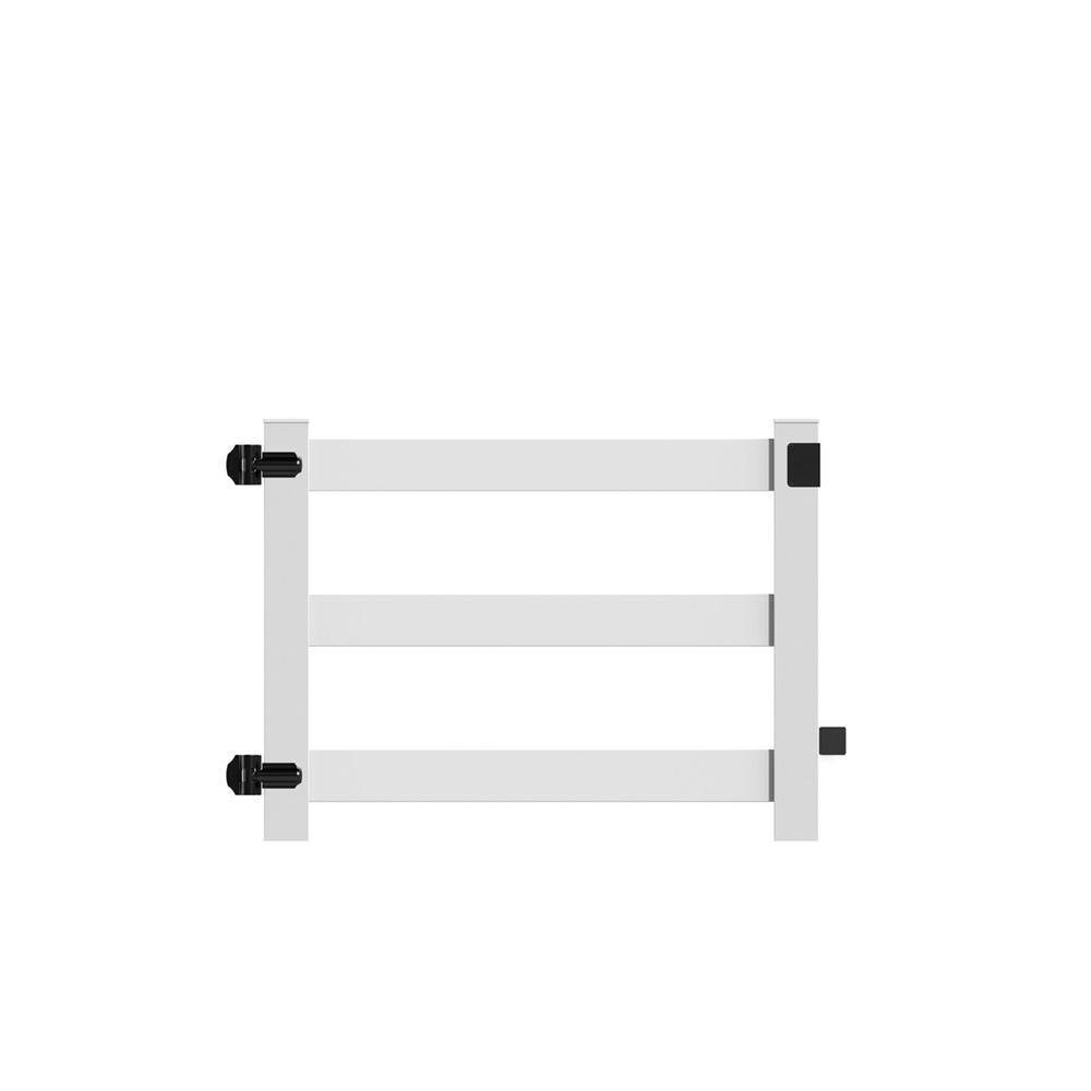 Barrette Outdoor Living 3-Rail Post and Rail 5 ft. x 4 ft. White Vinyl Drive Gate Kit Fence Gate 73025444