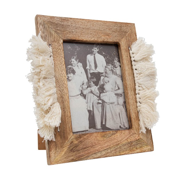 5x7 Inches White Wood Cotton amp Glass Photo Frame Foreside Home amp Garden