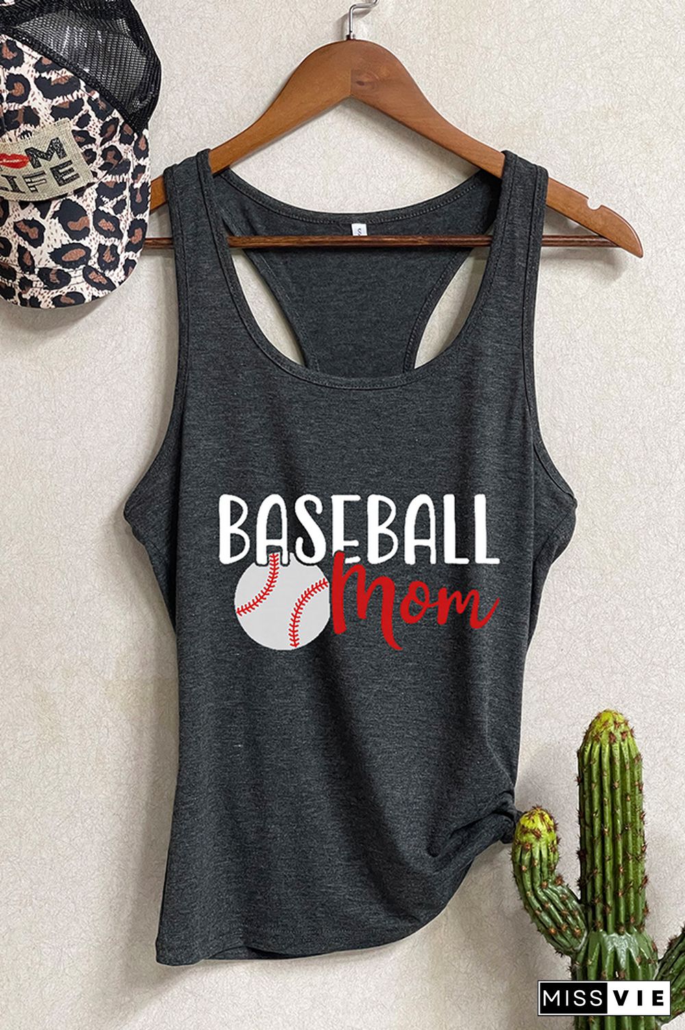 Baseball Mom Printed Sleeveless Tank Top Wholesale