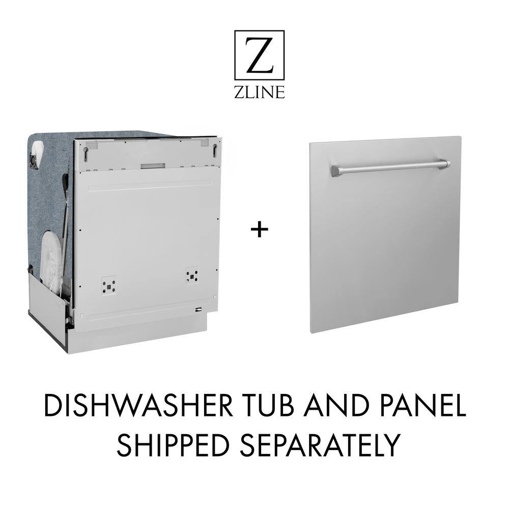 ZLINE Kitchen and Bath Monument Series 24 in. Top Control 6-Cycle Tall Tub Panel Ready Dishwasher w 3rd Rack  Stainless Steel Tub DWMT-24