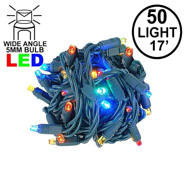 Novelty Lights Led Christmas String Lights 50 Mini Bulbs green Wire 17 Feet