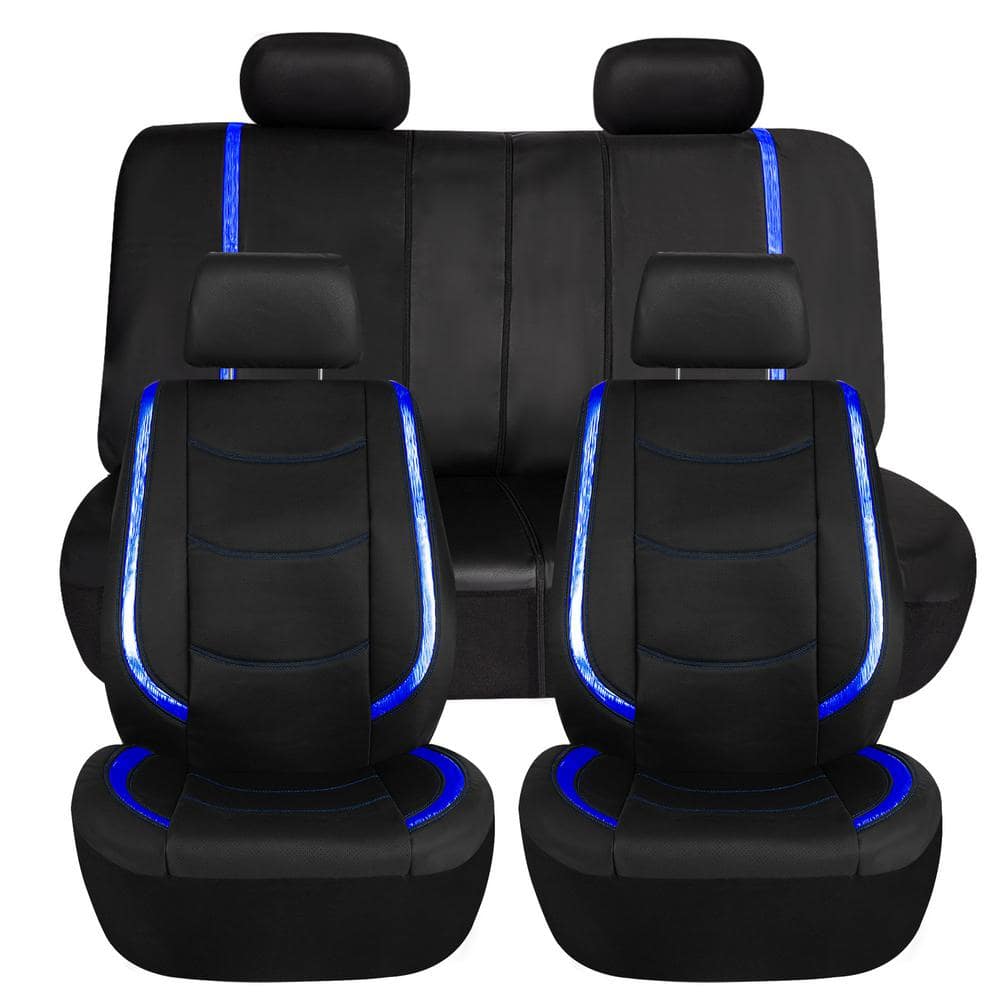 FH Group Galaxy13 Metallic Striped Deluxe Leatherette 47 in. x 1 in. x 23 in. Full Set Seat Covers DMPU013115BLUE