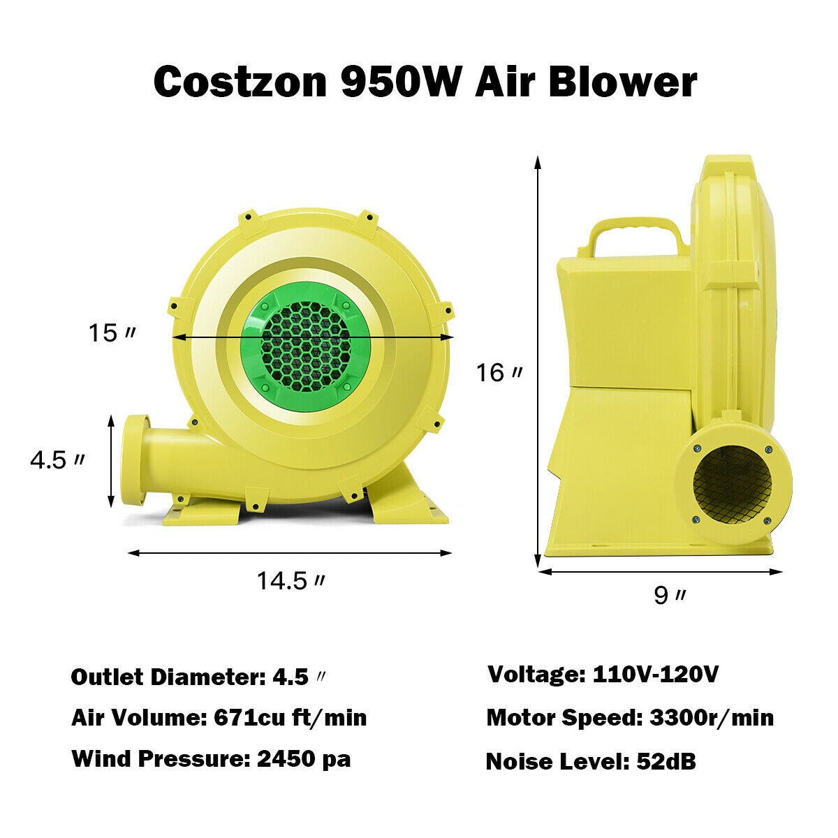 Costzon Air Blower, Pump Fan Commercial Inflatable Bouncer Blower