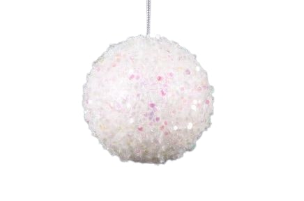 3 White Iridescent Sequin Ball Set Of 24