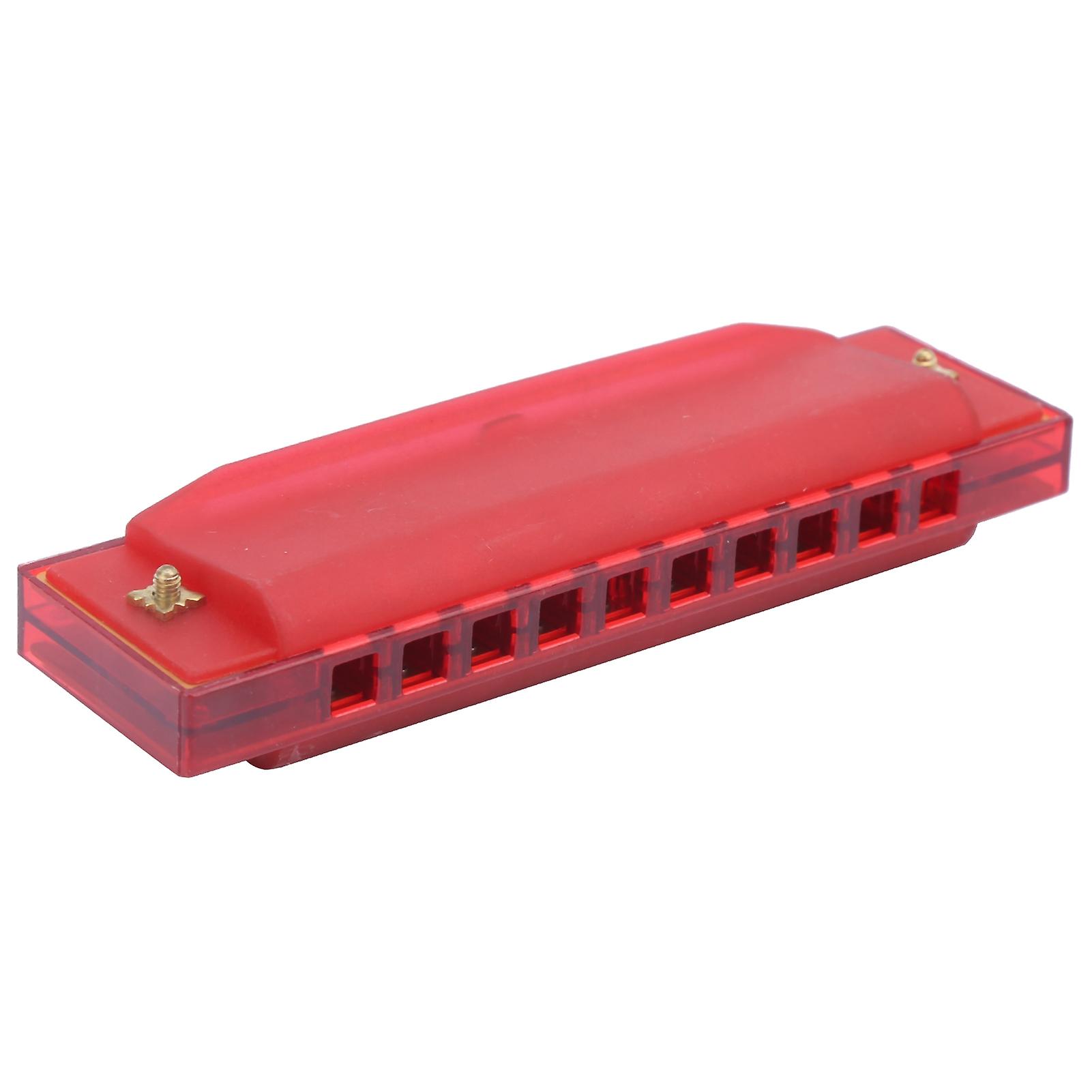 Harmonica Plastic Translucent 10 Hole With Storage Box For Kids Musical Instrumentcrimson