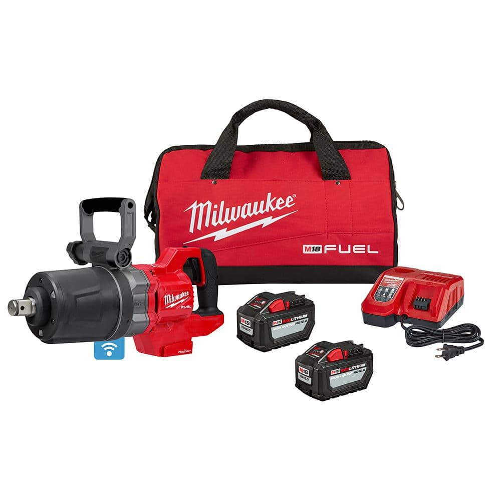 Milwaukee M18 FUEL 18V Lithium-Ion Brushless Cordless 1 in. Impact Wrench with D-Handle Kit with Two 12.0 Ah Batteries 2868-22HD