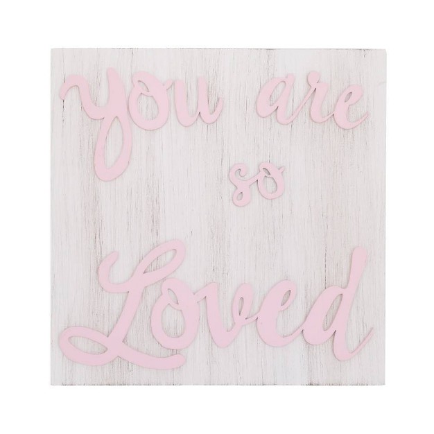 Little Love By Nojo You Are So Loved Square Wood Nursery Wall D cor Pink And White