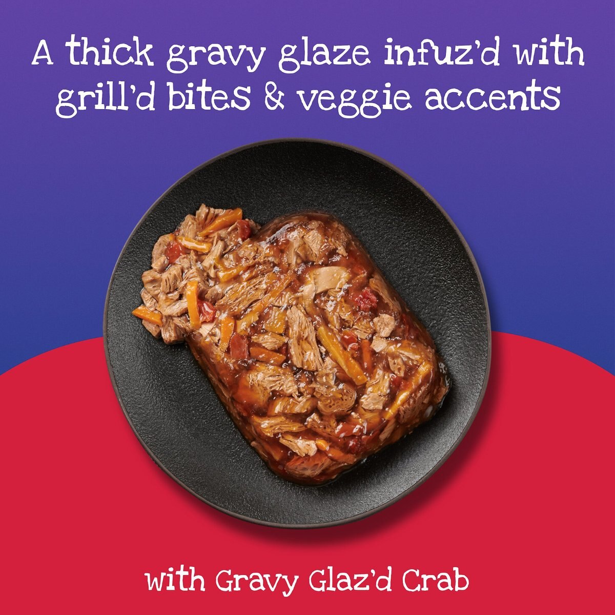 'Purina Friskies Wet Cat Food， Glaz’d and Infuz’d With Gravy Glaz’d Crab， 3.5-oz TR， Case of 12