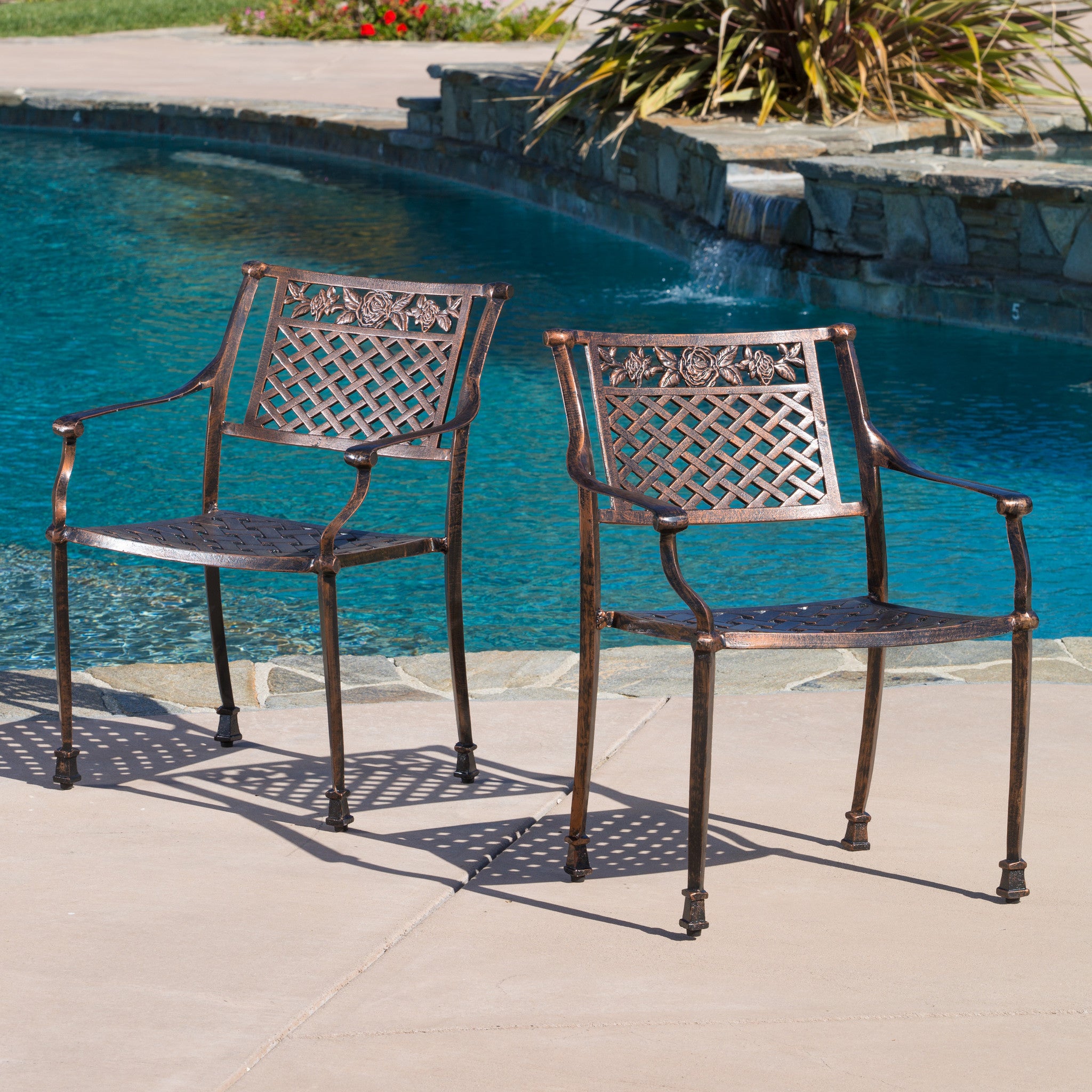 Sierra Outdoor Cast Aluminum Dining Chairs (Set of 2)