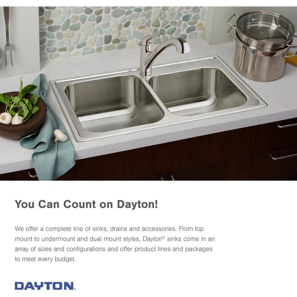 Elkay Dayton Premium 20 in.Drop-In Stainless Steel 3-Hole Single Bowl Kitchen Sink DPC12020103