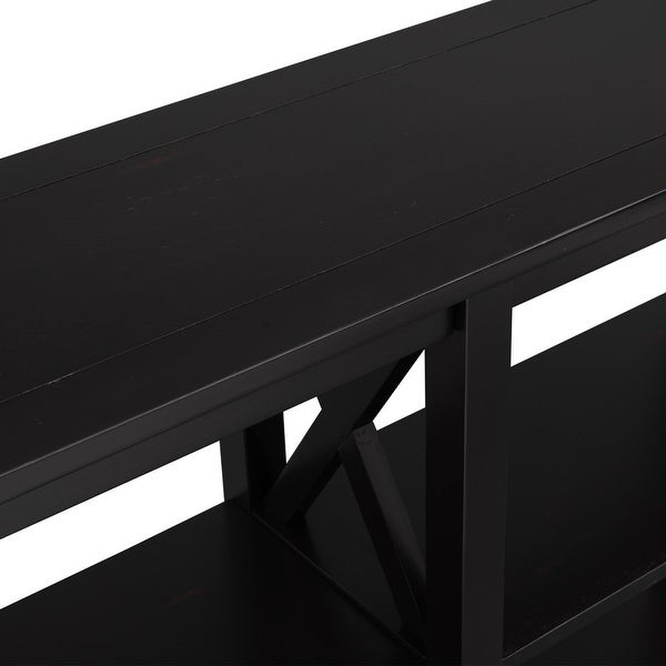 Modern Style Console Table with 3-Tier and Shelves， X Shape Legs