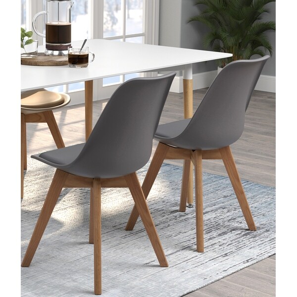 Mid-Century Modern Design Grey with Oak Legs Dining Chairs (Set of 2)