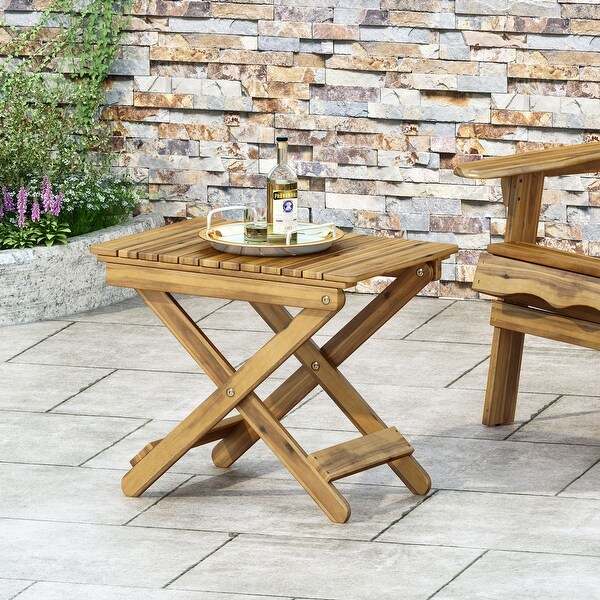 Outdoor Folding Wooden Side Table for Patio，Table Made of Acacia Wood