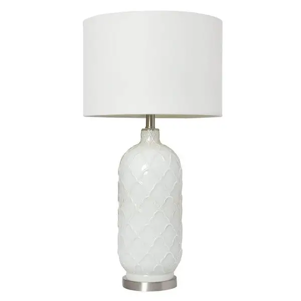 Elegant Designs White and Brushed Nickel Glass Table Lamp - 15.75x15.75x22