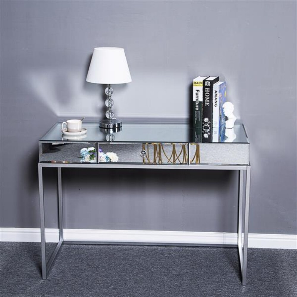 One Drawer Modern Mirrored Glass   (42.13 x 19.29 x 29.92)\