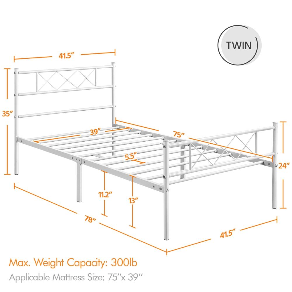 Easyfashion Simple XDesign Metal Twin Bed White  Crowdfused