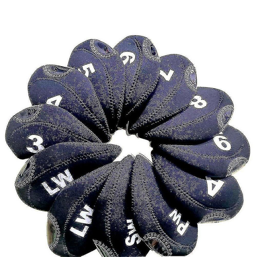 12pcs/set Golf Club Iron Head Cover Protector Neoprene Golf Protective-headcover-color:blue