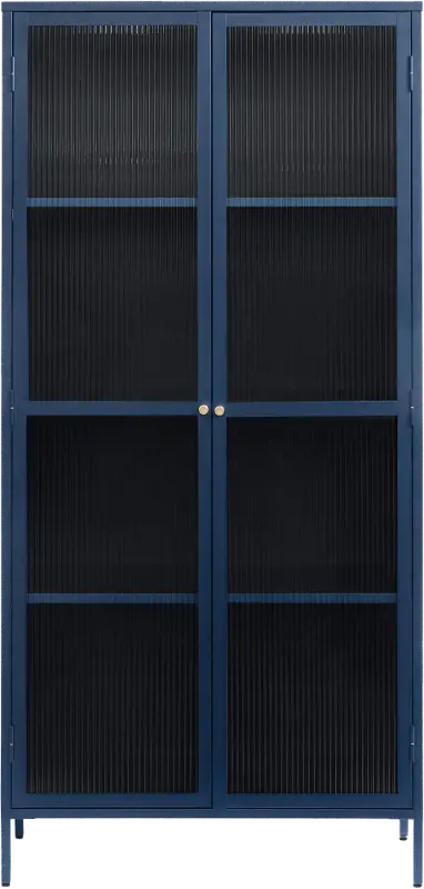 Bronco Blue Metal and Glass 75 Tall Display Cabinet