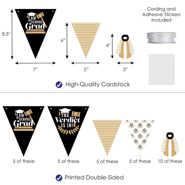 Big Dot Of Happiness 30 Piece Law School Graduation Party Pennant Triangle Banner