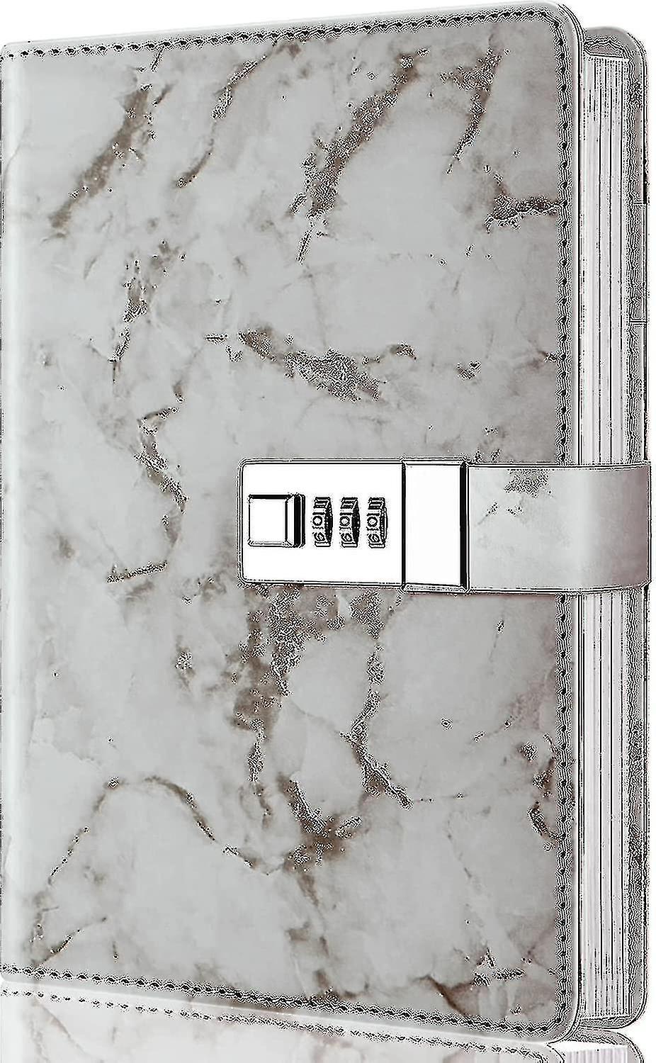 Marble Diary With Lock， Refillable A5 Journal For Girls And Women， 192 Pages Cute Notebook With Combination For Teen Girls And Boys - Purpl