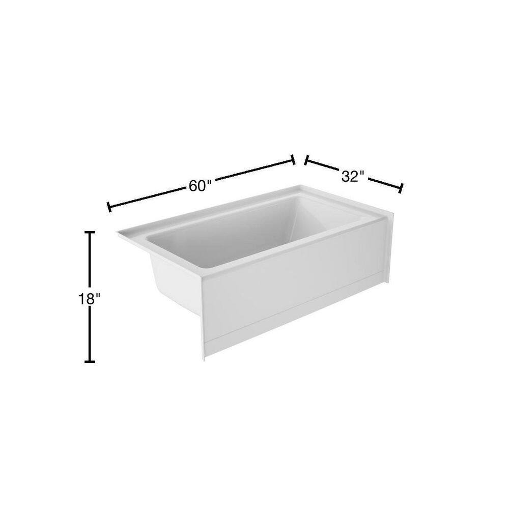 JACUZZI PROJECTA 60 in. x 32 in. Acrylic Left Drain Rectangular Low-Profile AFR 18 in. Apron Front Soaking Bathtub in White R186032BLXXXXW