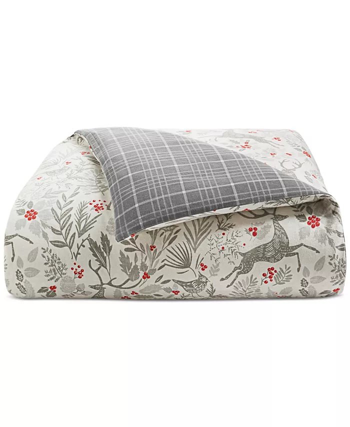 Charter Club Woodland Flannel Cotton Duvet Covers，