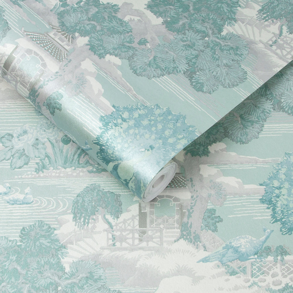 Edo Toile Wallpaper in Mint