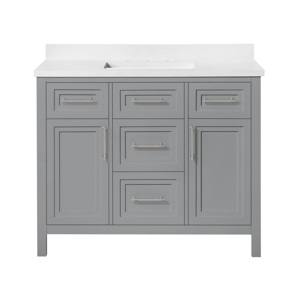 Home Decorators Collection Mayfield 42 in. W x 22 in. D x 35 in. H  in American Gray with Cultured Marble Vanity Top in White with White Basin Mayfield 42AG