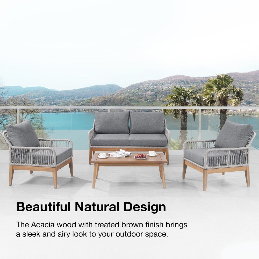 Ove Decors Thunder 4 Piece Conversation Set in Grey