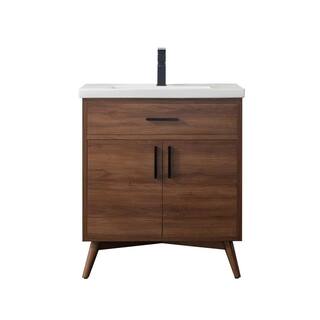 SUDIO Nelson 30 in. W x 18.5 in. D x 34 in. H Bath Vanity in Walnut with White Ceramic Top Nelson-30WN