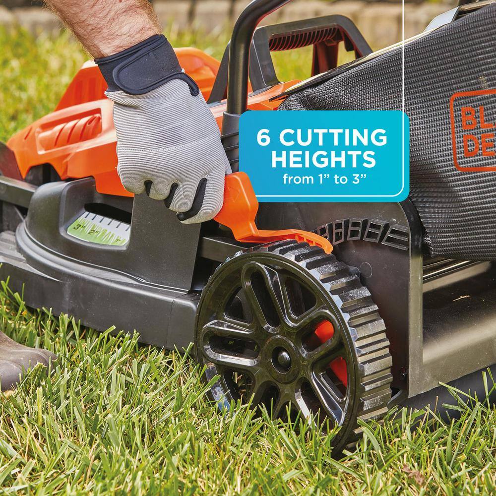 BLACK+DECKER 15 in. 10 AMP Corded Electric Walk Behind Push Lawn Mower BEMW472BH