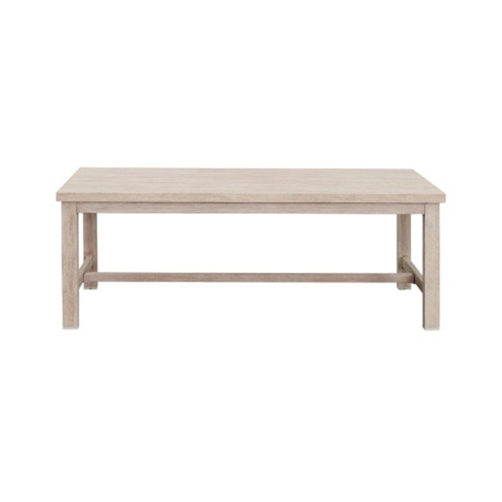 Durable Aluminum Coffee Table   Solid Construction  Whitewashed Birch Look  Dual Stretchers