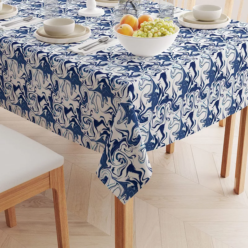 Square Tablecloth， 100% Polyester， 70x70， Blue Marble