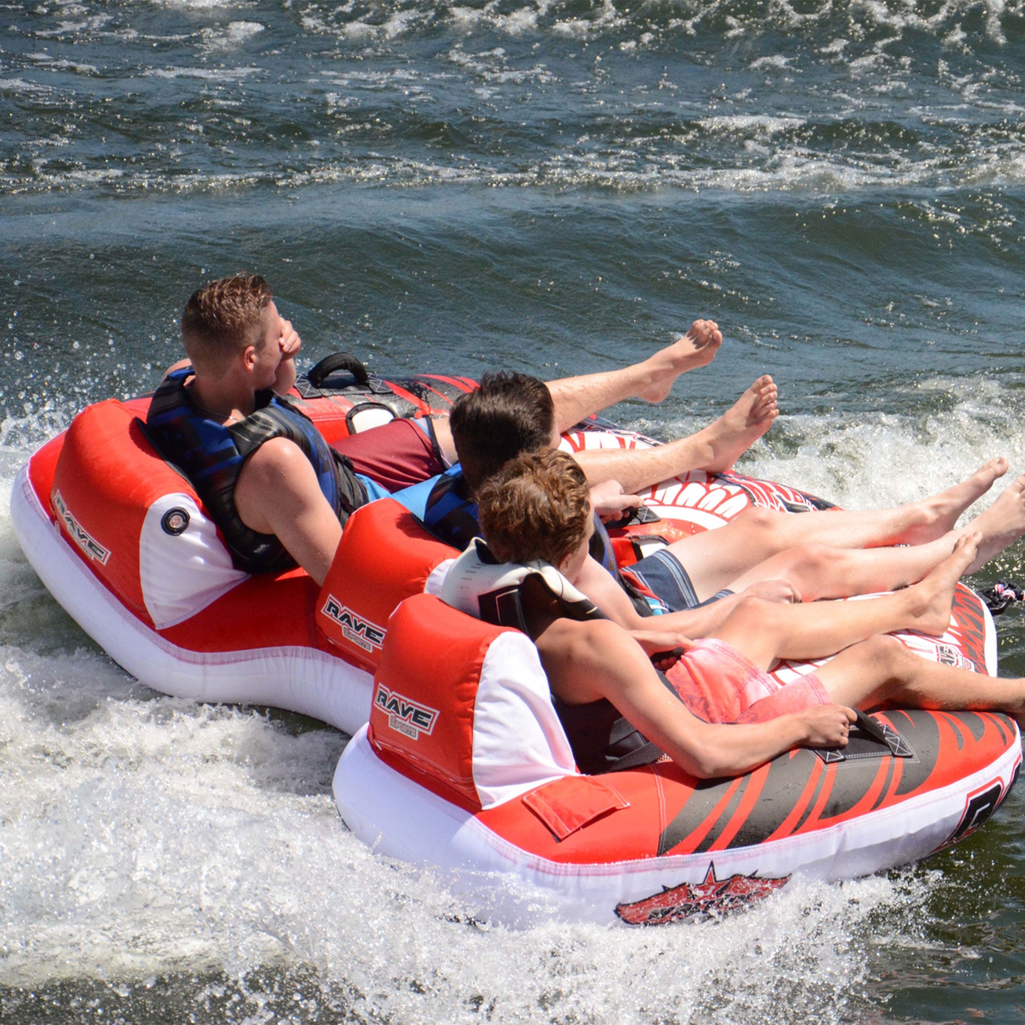 RAVE Sports Warrior 3 Inflatable Towable Tube， For 3 Riders， 510Lbs Max