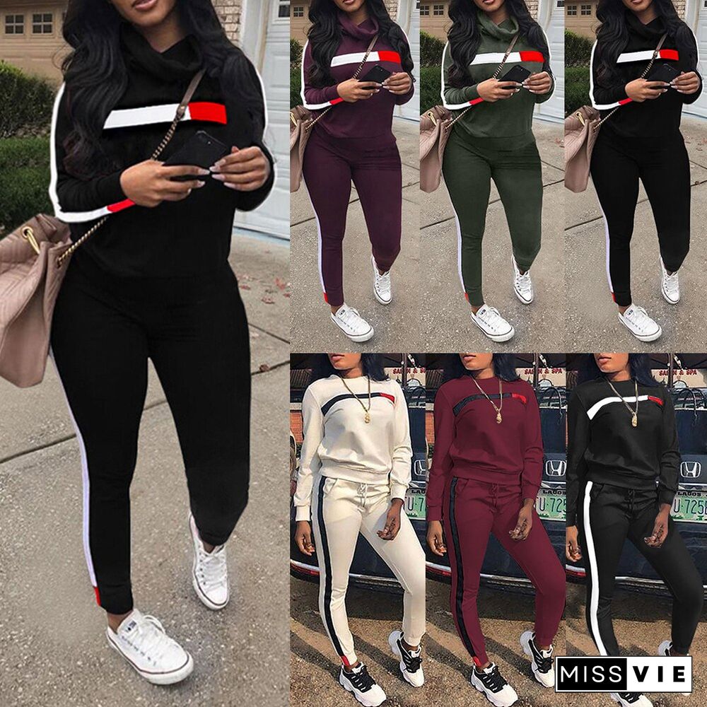 Tracksuits Women Sets Pullover Long Sleeve Pile Collar Sweatshirt Jogger Sweatpant Loungewear Autumn Winter 2 Pcs Sport Suits