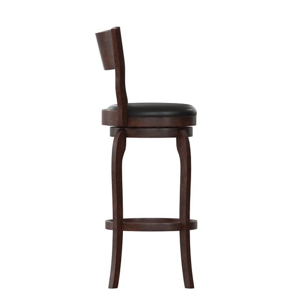 Classic Wooden Bar Stool with Bowed Frame and Upholstered Seat