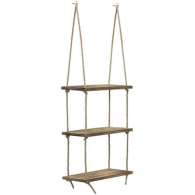 Sorbus 3-Tier Rustic Wood Swing Storage Shelves