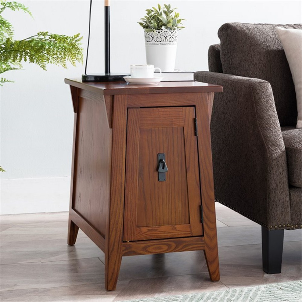 Catania Modern / Contemporary Mission Cabinet Wood End Table in Brown/Russet   Craftsman   Side Tables And End Tables   by Homesquare  Houzz