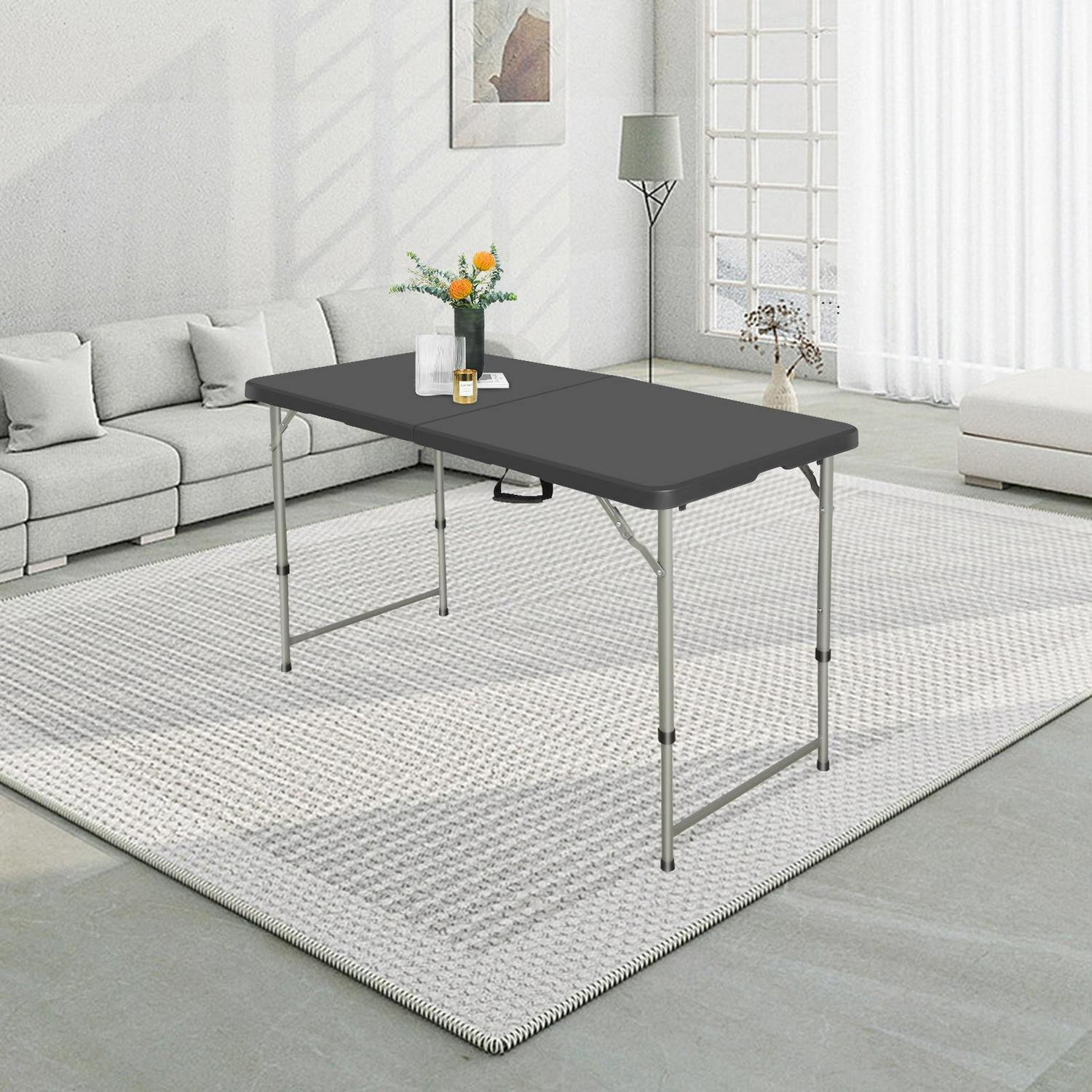 SUGIFT 4 Foot Folding Table Black Folding Card Table