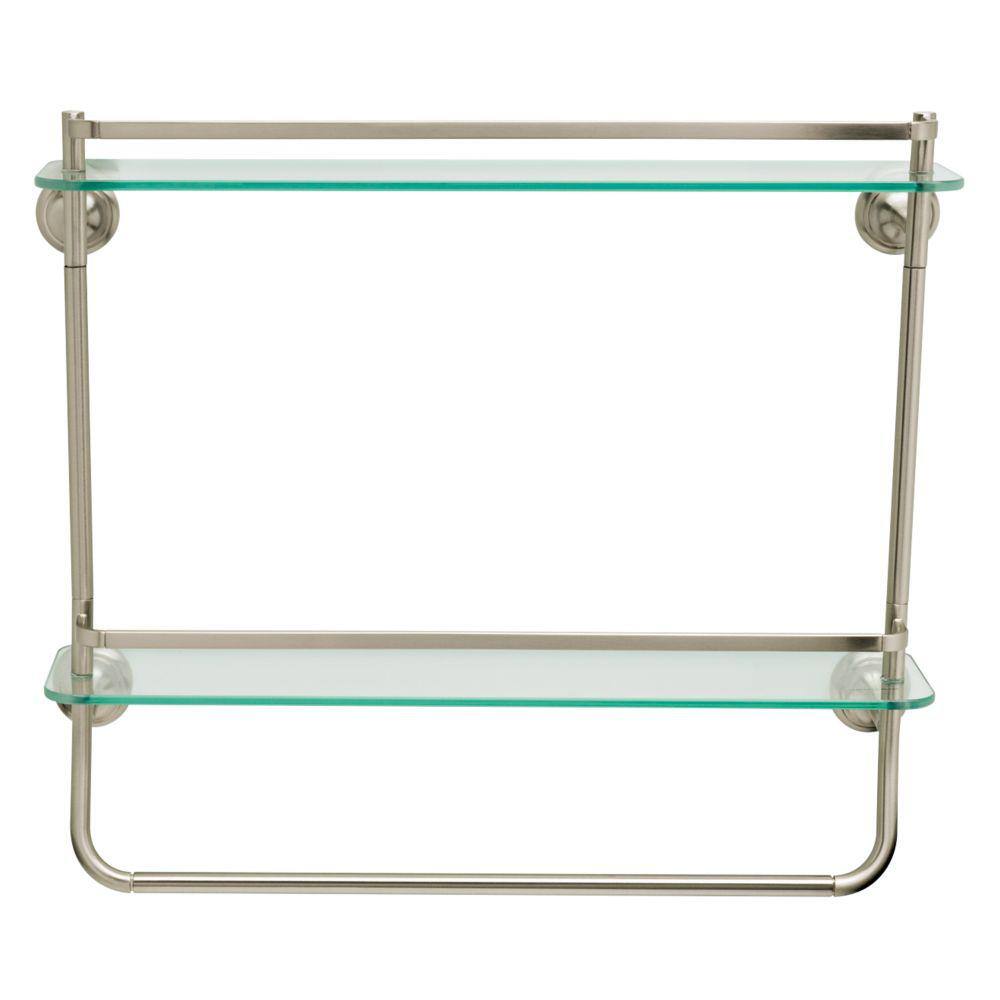 Delta 20 in. W Double Glass Shelf with Towel Bar in Brushed Nickel FSS07-BN