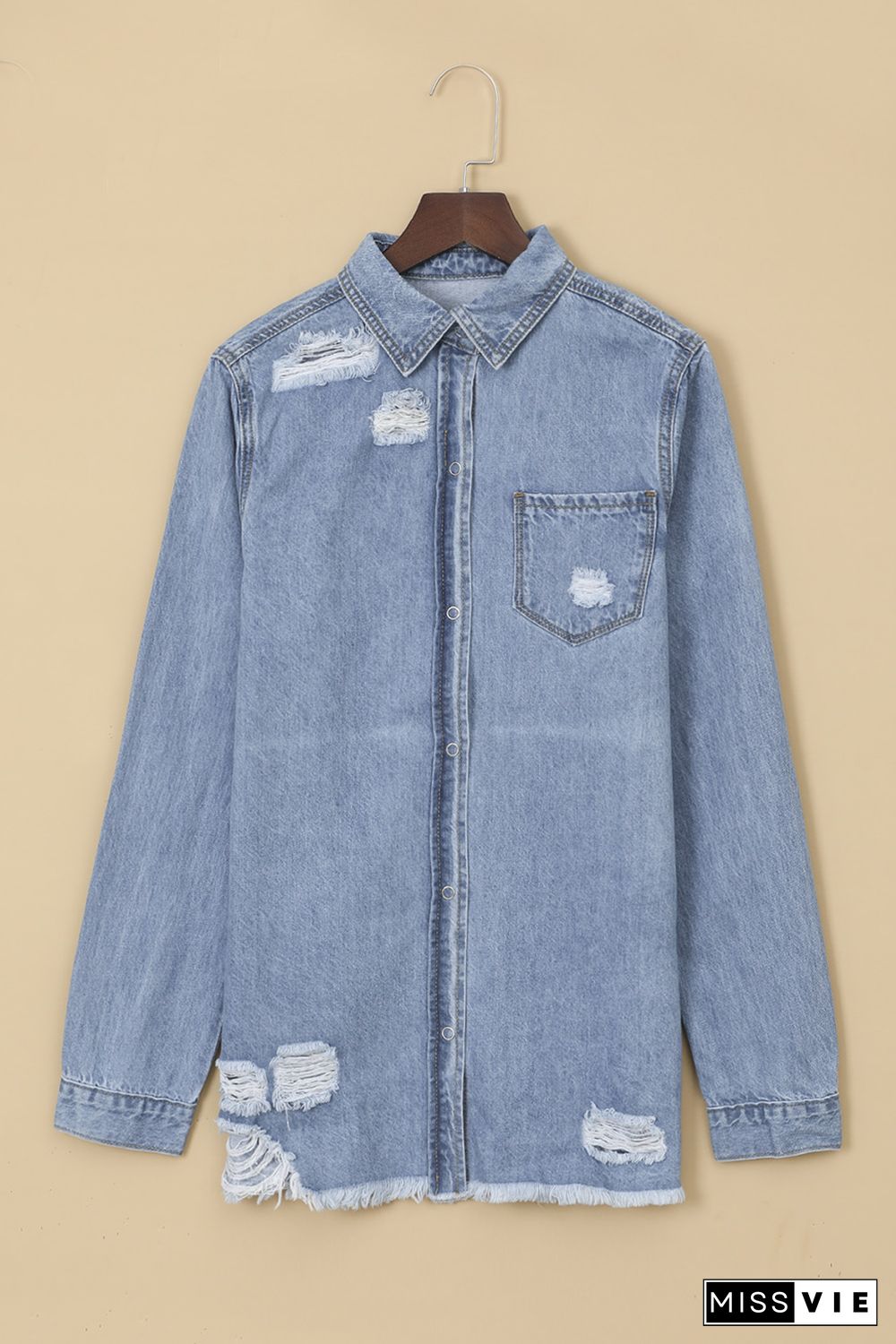 Fade Blue Ripped Denim Jacket