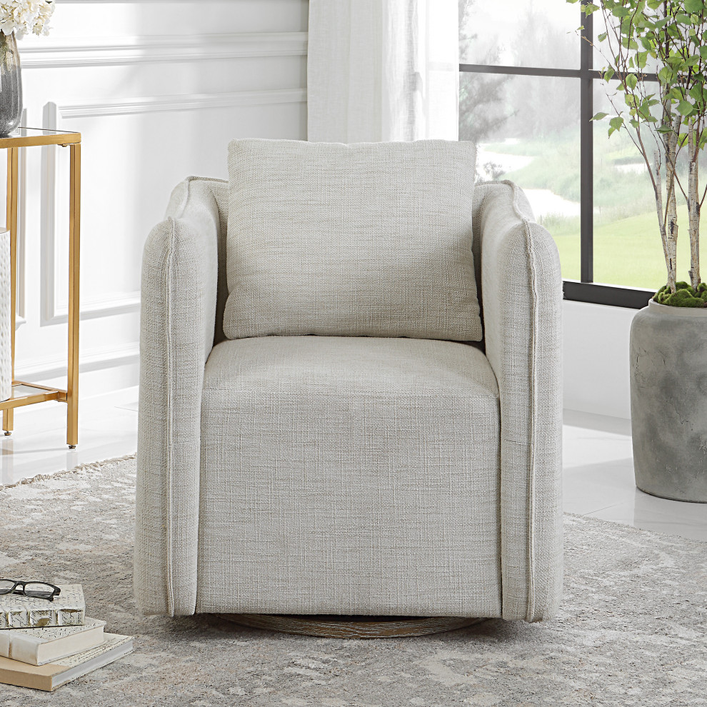 Uttermost Corben White Swivel Armchair   Modern   Armchairs And Accent Chairs   by Zin Home  Houzz